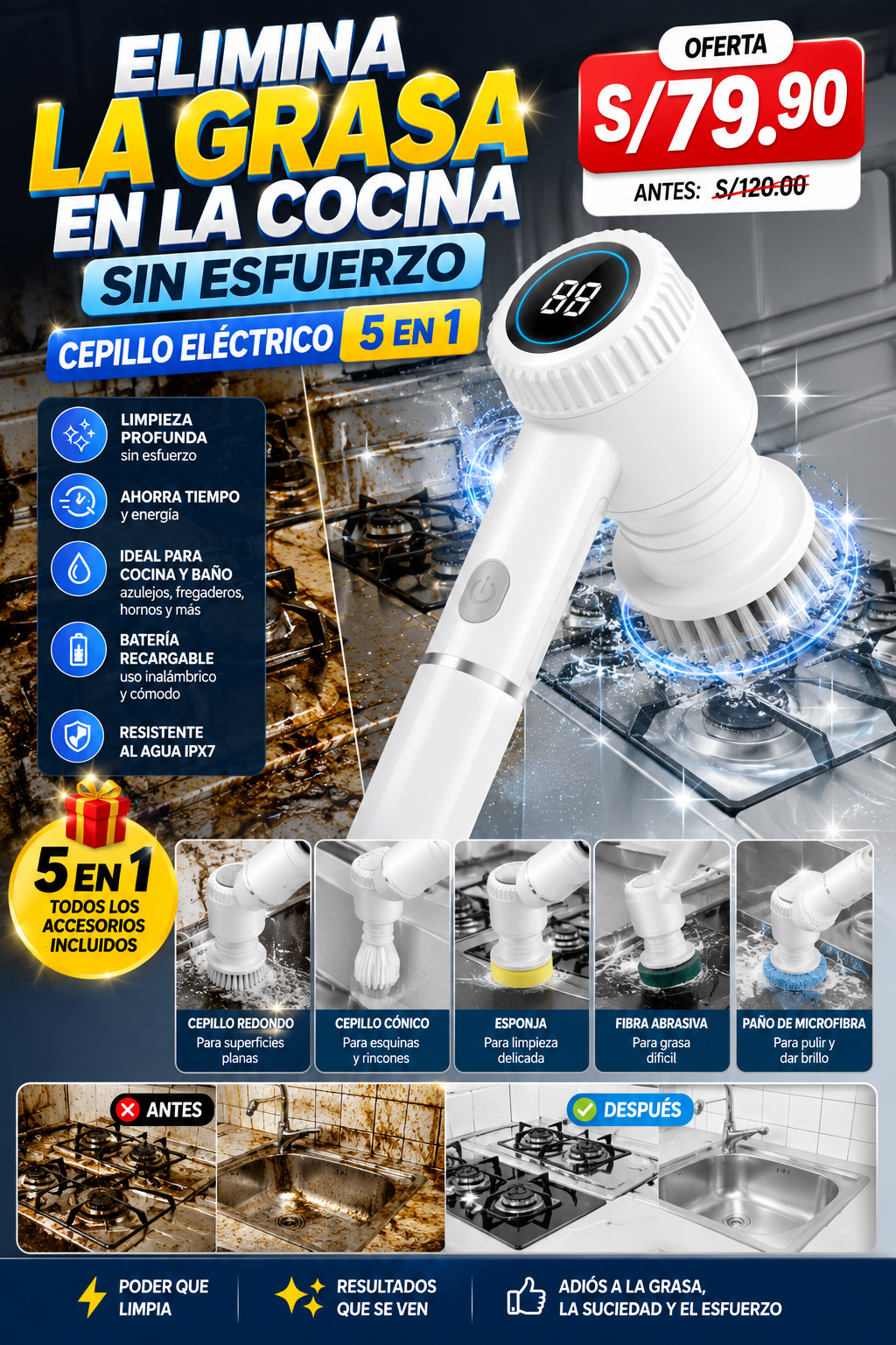 CEPILLO QUITA GRASA 5 EN 1