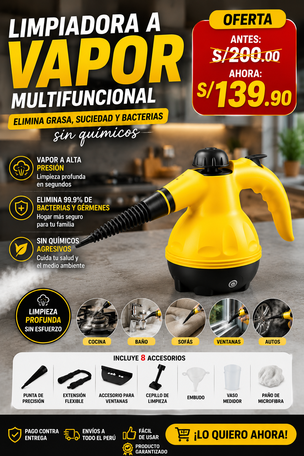LIMPIADORA A VAPOR MULTIFUNCIONAL